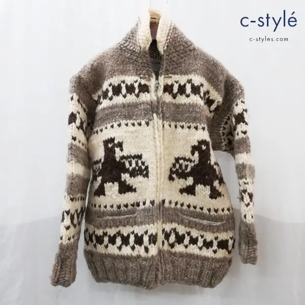 Kanata カナタ カウチンセーター マルチカラー ニット ジップアップ CA 08837 カナダ製 ウール