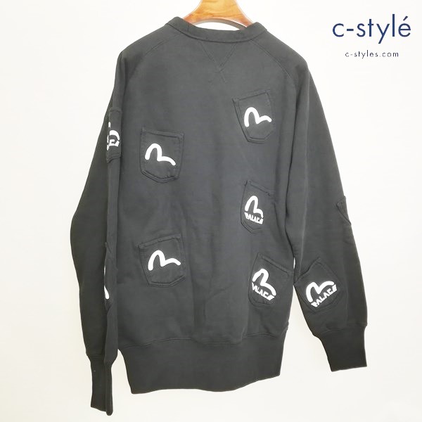 Palace×EVISU 21AW Multi Poket Sweat shirt M ブラック マルチポケットスウェットシャツ 長袖