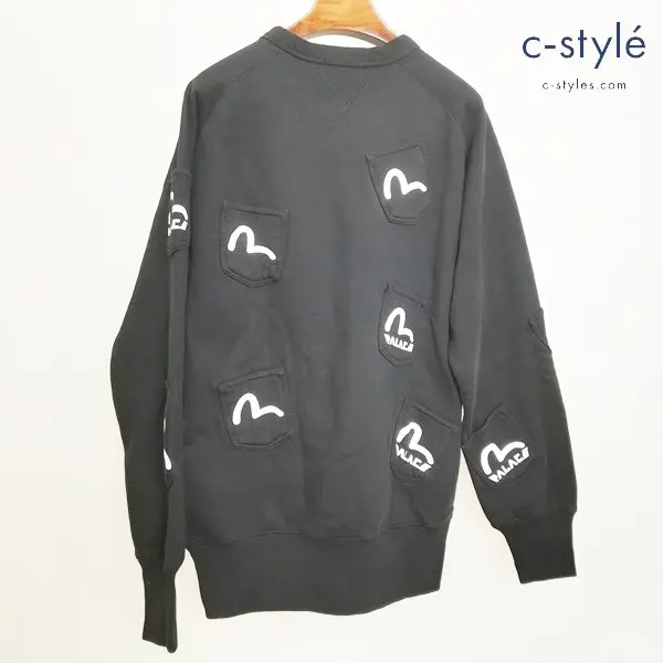 Palace×EVISU 21AW Multi Poket Sweat shirt M ブラック マルチポケットスウェットシャツ 長袖
