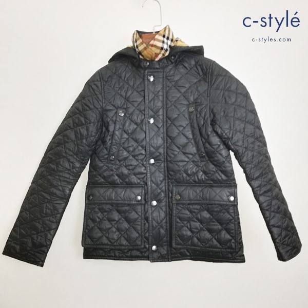 BURBERRY CHILDREN キルティングジャケット 10Y ブラック 裏地 ノバチェック柄 長袖 キッズ