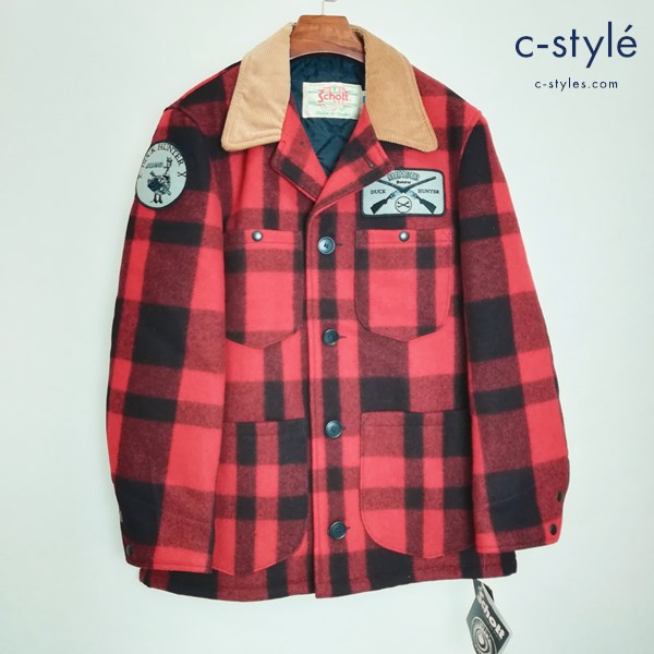 Schott ハンティングジャケット M レッド×ブラック 7191 長袖 チェック柄 アメリカ製