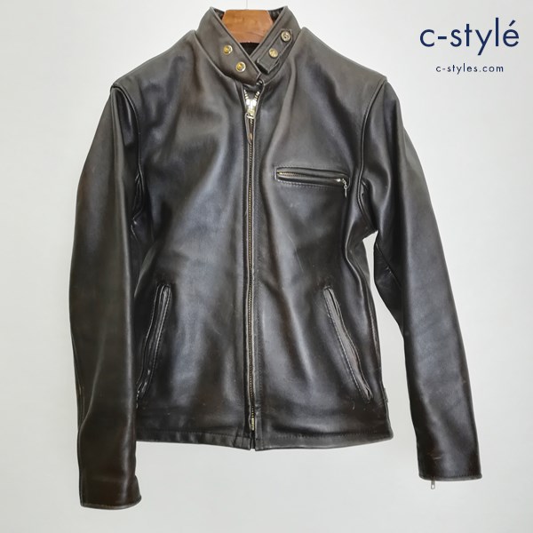 Schott 641 シングルライダースジャケット 36 ブラウン アメリカ製 レザージャケット ライナー付き