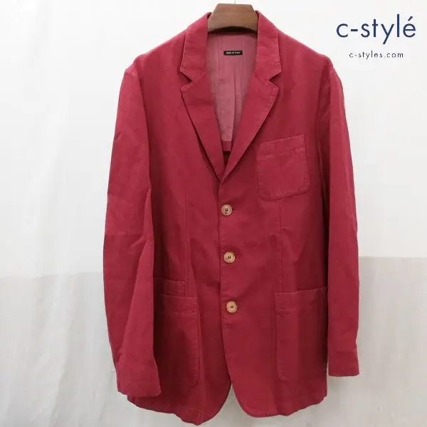 GIORGIO ARMANI ジョルジオアルマーニ テーラードジャケット 52 レッド 3B イタリア ノーベント