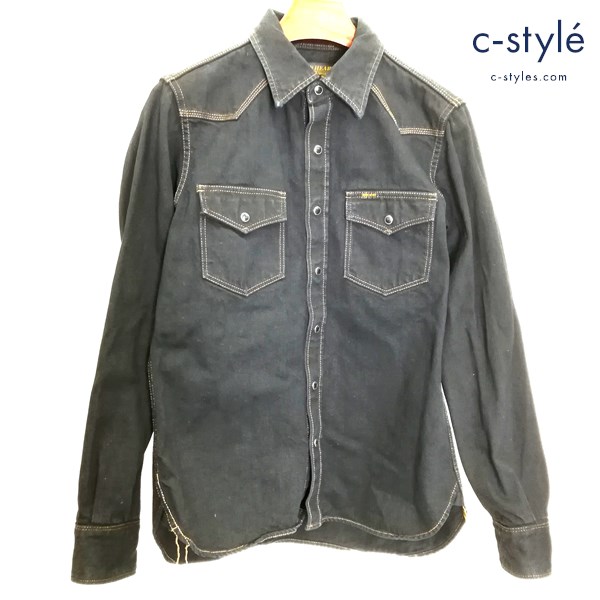 IRON HEART デニムウェスタンシャツ M インディゴ コットン100% 日本製 ボタンダウン 長袖