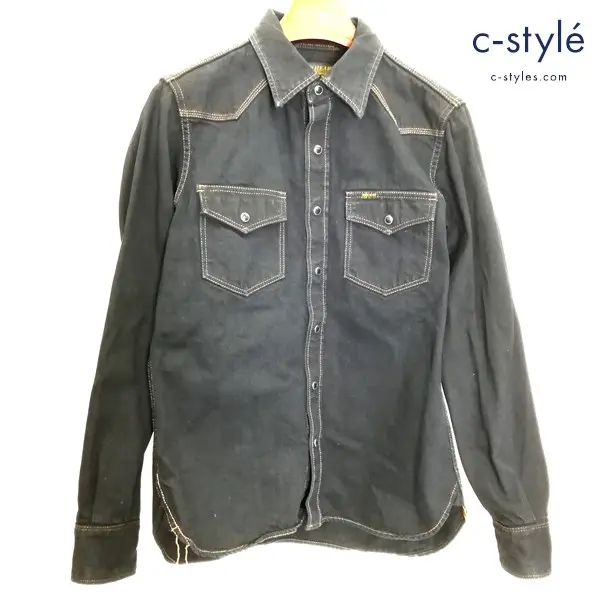 IRON HEART デニムウェスタンシャツ M インディゴ コットン100% 日本製 ボタンダウン 長袖