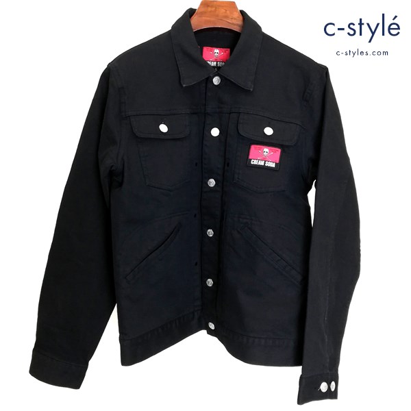 CREAM SODA クリームソーダ コットンデニム風 ストレッチジャケット L ブラック