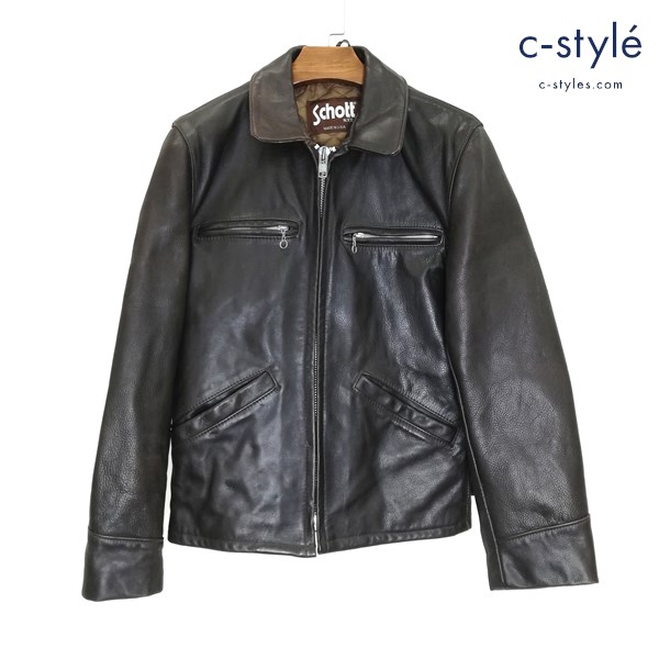 Schott ショット レザージャケット 544 36 ブラウン USA製 バイカー バイク 牛革