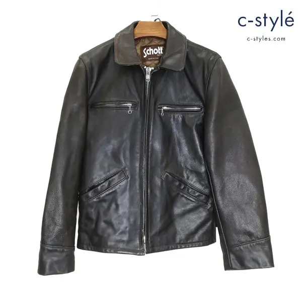 Schott ショット レザージャケット 544 36 ブラウン USA製 バイカー バイク 牛革