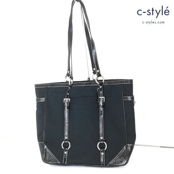 COACH コーチ ミニシグネチャー トートバッグ ブラック F12345 キャンバス カバン 鞄 レディース