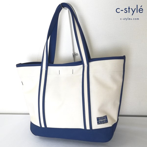 PORTER ポーター GIRL BOYFRIEND TOTE ボーイフレンドトートバッグ ミニポーチ付 アイボリー×ネイビー