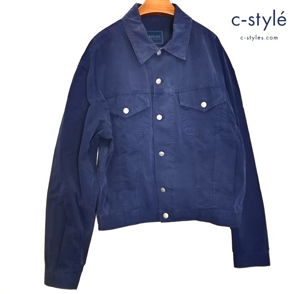 VERSACE JEANS SIGNATURE コットンジャケット L ネイビー メデューサボタン 4ポケット イタリア製