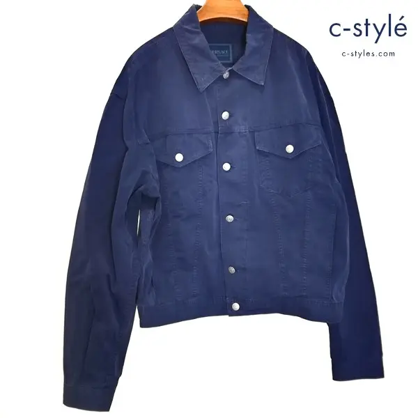 VERSACE JEANS SIGNATURE コットンジャケット L ネイビー メデューサボタン 4ポケット イタリア製