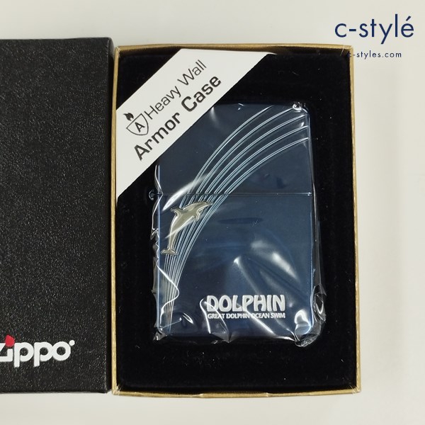 ZIPPO ジッポー Armor Case DOLPHIN イルカ オイルライター ブルー 喫煙グッズ