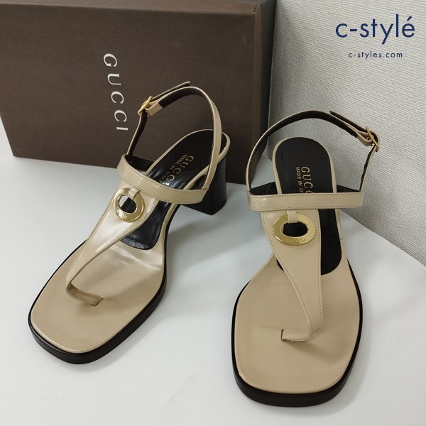 GUCCI グッチ ストラップサンダル 37・1/2 ベージュ MADE IN ITALY レディース