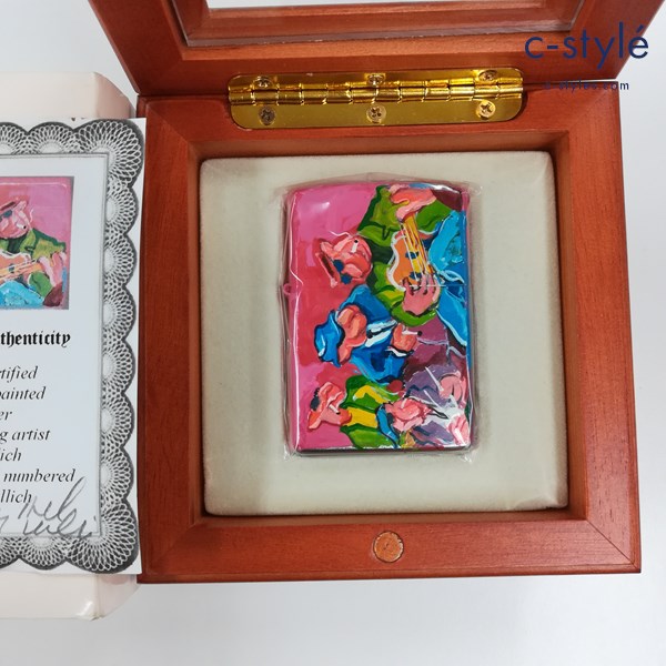 ZIPPO ジッポー Richard Wallich ハンドペイント 木製ケース入り オイルライター マルチカラー