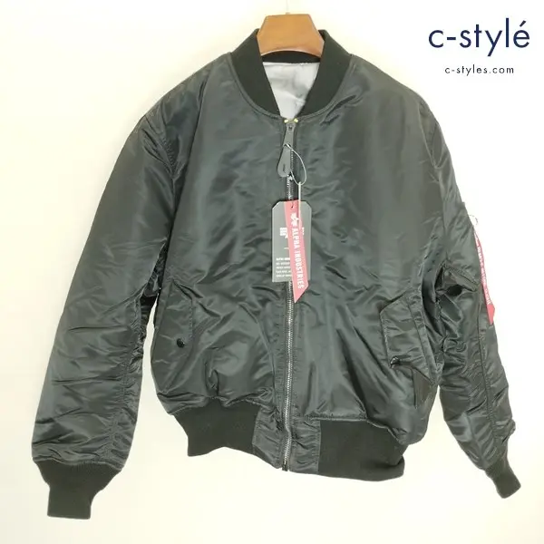 ALPHA INDUSTRIES フォトプリント リバーシブル MA-1 L セージ グリーン フライトジャケット