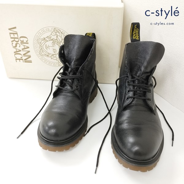 GIANNIVERSACE ジャンニヴェルサーチ レザーブーツ 40・1/2 ブラック イタリア製 レースアップシューズ