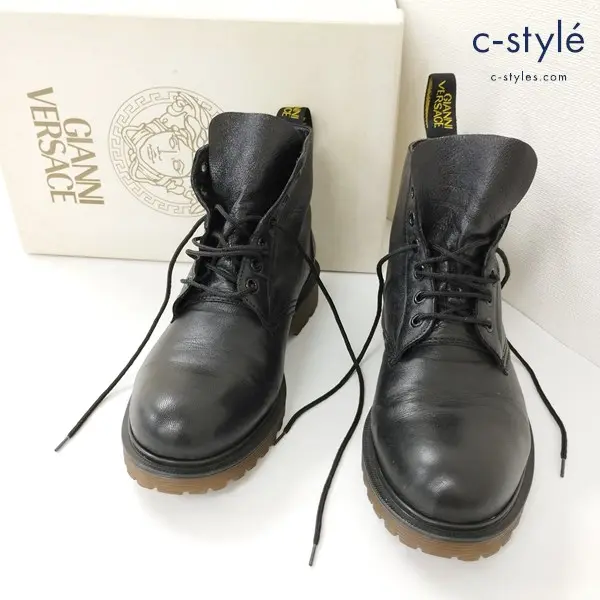 GIANNIVERSACE ジャンニヴェルサーチ レザーブーツ 40・1/2 ブラック イタリア製 レースアップシューズ