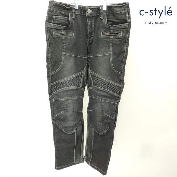 DEGNER デグナー カップ付きデニムパンツ XL ブラック ストレッチ ライディングパンツ バイク