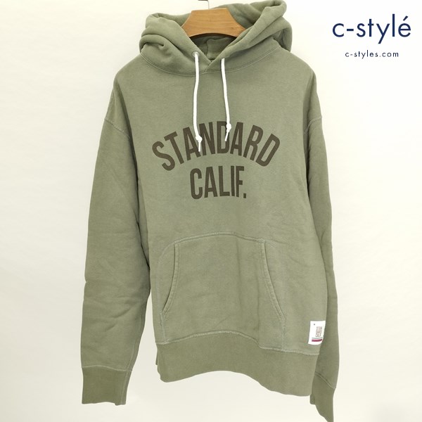 STANDARD CALIFORNIA SD Logo Hood Sweat M モスグリーン プルオーバーパーカー フーディ 日本製 綿100