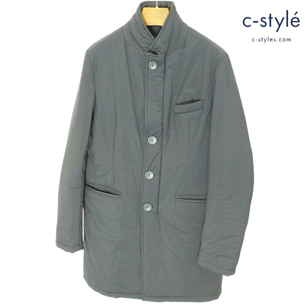 HERNO ヘルノ ナイロンコート 46 ネイビー ジップアップ ボタンダウン 長袖