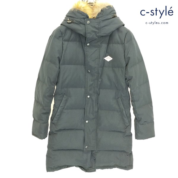 DANTON ダントン ダウンフードロングコート 36 ネイビー JD-8744LAS ファー レディース