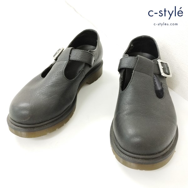 Dr.Martens ドクターマーチン POLLEY ポリー Tバーシューズ UK7 ブラック レザー ストラップ レディース