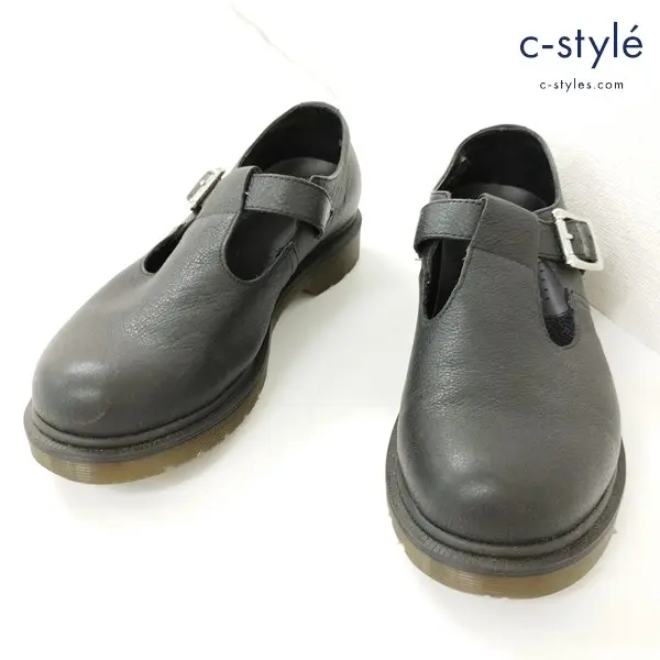 Dr.Martens ドクターマーチン POLLEY ポリー Tバーシューズ UK7 ブラック レザー ストラップ レディース