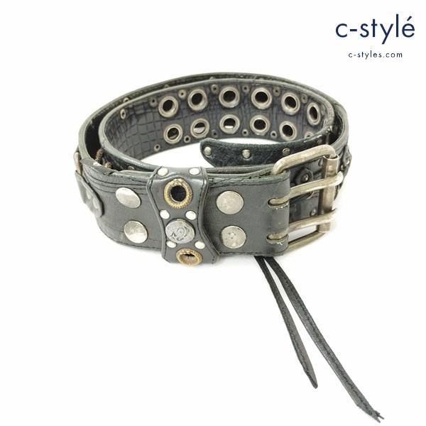 KMRii ケムリ レザーベルト ブラック スタッズ 装飾 革 ロック