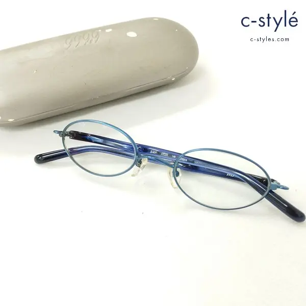 999.9 フォーナインズ S-43T オーバル型 眼鏡 47□20 140 ブルー メガネ アイウェア