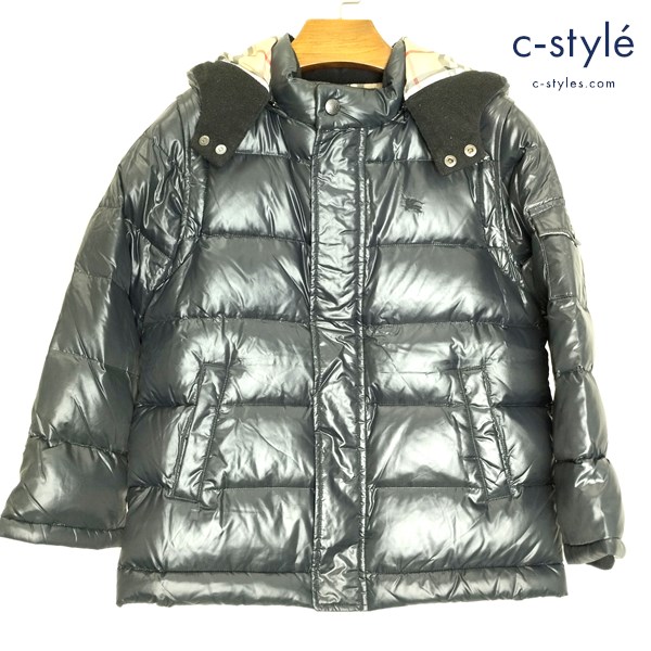 BURBERRY LONDON バーバリーロンドン ダウンジャケット 130A ブラック フード 裏地ノバチェック キッズ