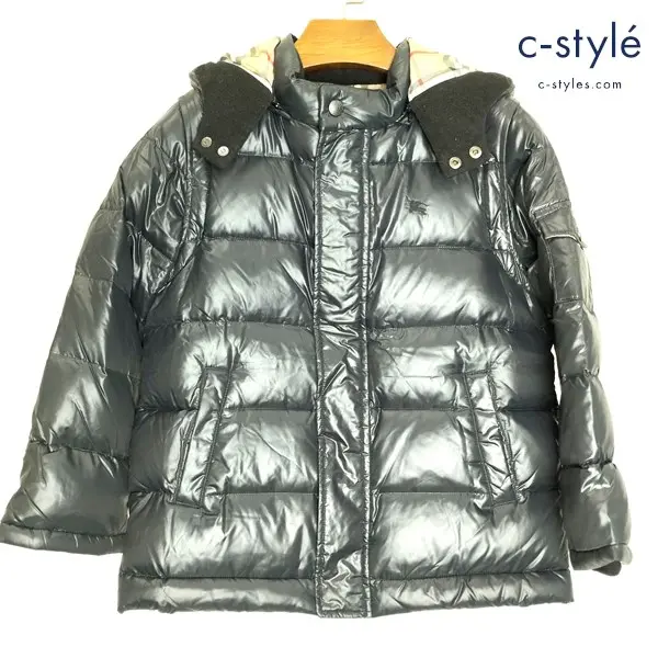 BURBERRY LONDON バーバリーロンドン ダウンジャケット 130A ブラック フード 裏地ノバチェック キッズ