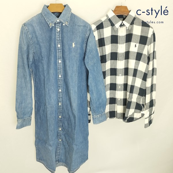 RALPH LAUREN デニムシャツ ワンピース バッファローチェックシャツ L デニム チェック
