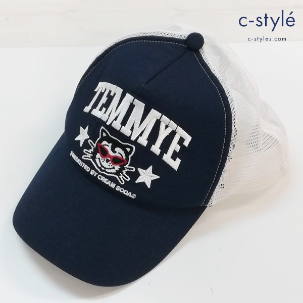CREAM SODA TEMMYE クリームソーダティミー メッシュキャップ ネイビー×ホワイト 帽子 PINK DRAGON