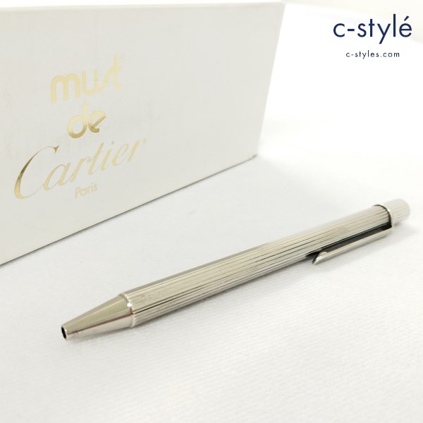 must de Cartier カルティエ ボールペン シルバーストライプ 文具 筆記用具