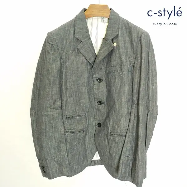 Or Glory オアグローリー Duster Jacket 36 ネイビー系 日本製 3B センターベント 綿 麻