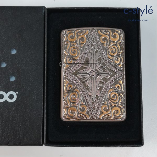 ZIPPO ジッポー アーマー 両面アラベスク オイルライター シルバー系