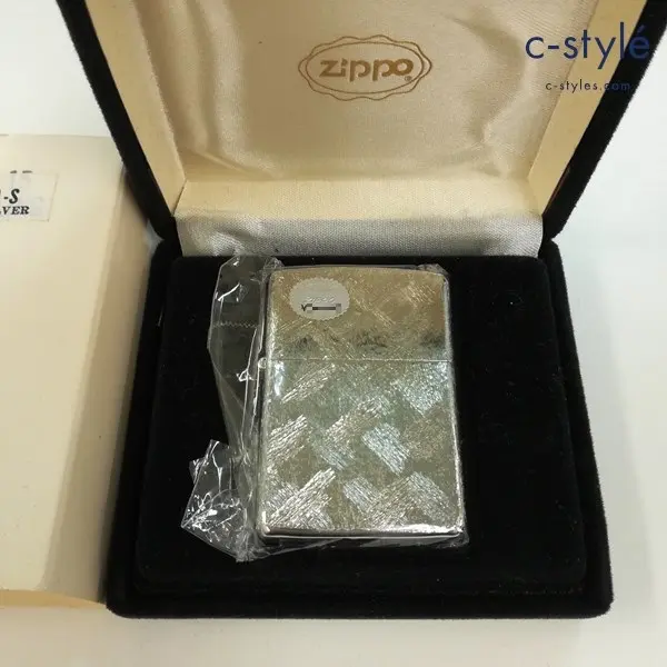 ZIPPO ジッポー STERLING SILVER スターリングシルバー 1991 斜め格子柄 純銀 オイルライター