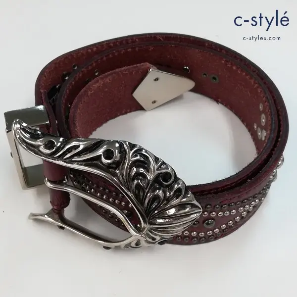 TORNADO MART トルネードマート レザーベルト L 赤紫系 スタッズ 装飾