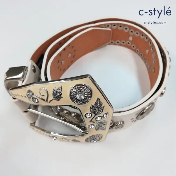 TORNADO MART トルネードマート レザーベルト ホワイト スタッズ 装飾