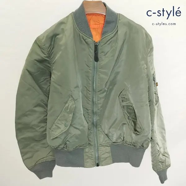 ALPHA INDUSTRIES アルファインダストリーズ MA-1 フライトジャケット L オリーブ オレンジ USA製 リバーシブル