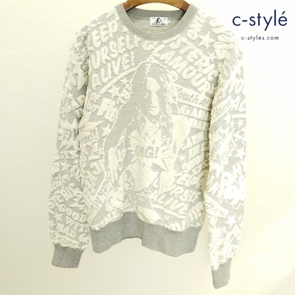 HYSTERIC GLAMOUR ヒステリックグラマー POP LOGO ジャガードスウェット S グレー 02181CS02 日本製