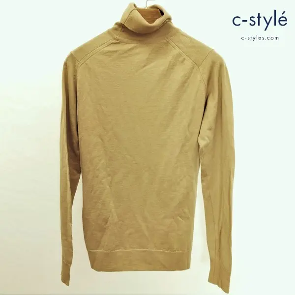 JOHN SMEDLEY ジョンスメドレー タートルネックニットセーター M ベージュ イギリス製 レディース