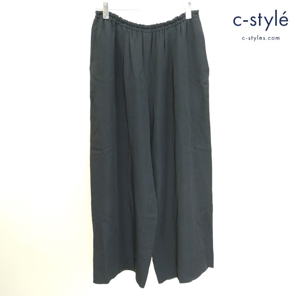 HERMES エルメス レーヨンワイド イージースラックス 40 ネイビー フランス製 レディース