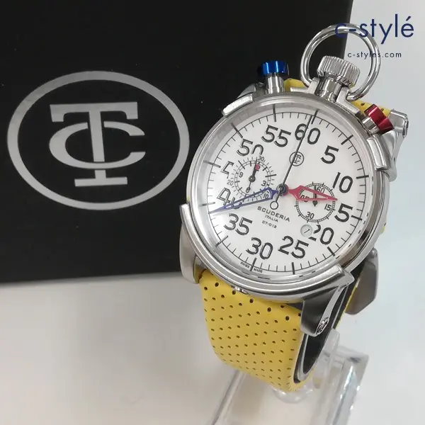 CT SCUDERIA スクーデリア CORSA 腕時計 イエロー×シルバー CWEJ00219 レザーベルト クォーツ