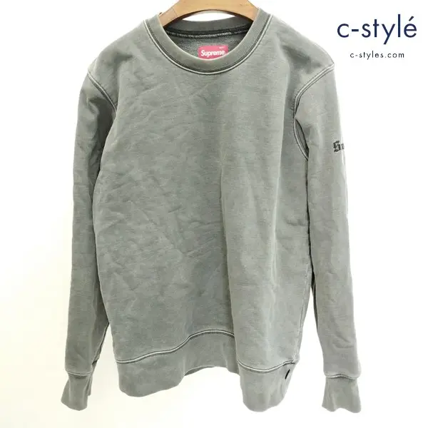 Supreme シュプリーム スウェット S グレー 肩ロゴ刺繍 長袖 トレーナー ワングラム