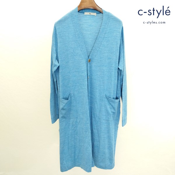 45R フォーティファイブアール ロングカーディガン 0 ブルー ウール100 日本製 レディース