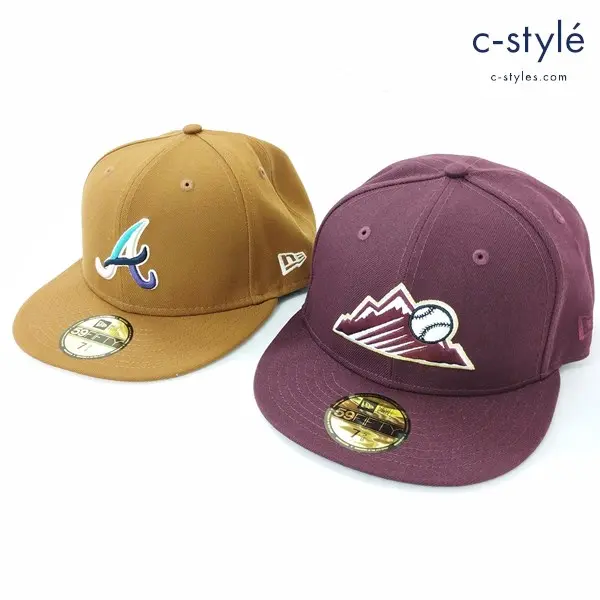 NEW ERA アトランタブレーブス 7・3/4 61.5cm ブラウン コロラドロッキーズ 7・5/8 60.6cm ボルドー
