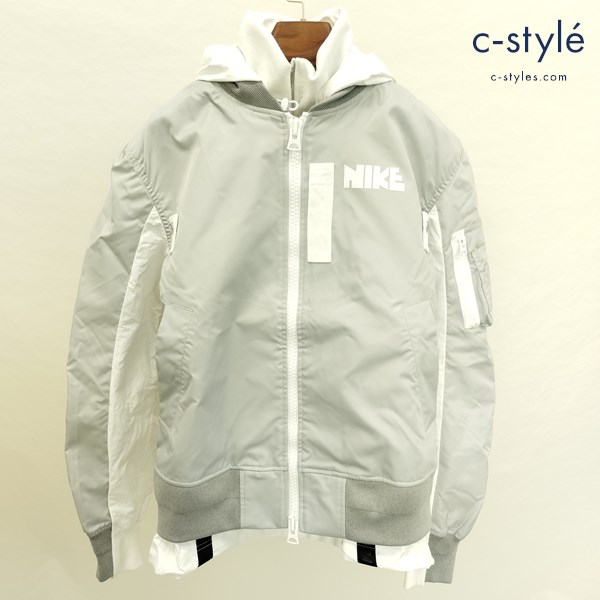 NIKE×Sacai NRG LAYERED JKT S グレー×ホワイト CZ4697-097 レイヤードボンバー ジャケット