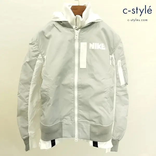NIKE×Sacai NRG LAYERED JKT S グレー×ホワイト CZ4697-097 レイヤードボンバー ジャケット